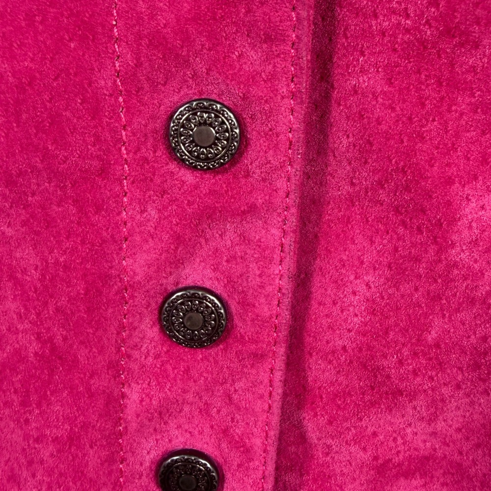 Christopher & Banks Magenta Pink Suede Leather Vest Button Front XL Vintage - Picture 6 of 15